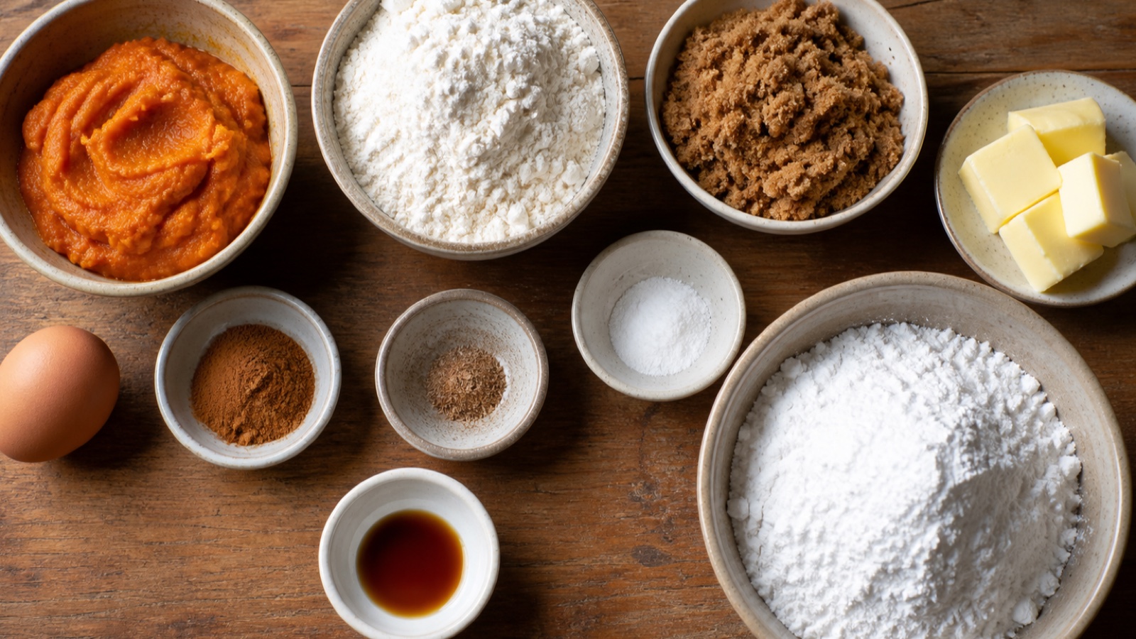 Ingredients prepared for Soft Pumpkin Cookies with Cinnamon Frosting