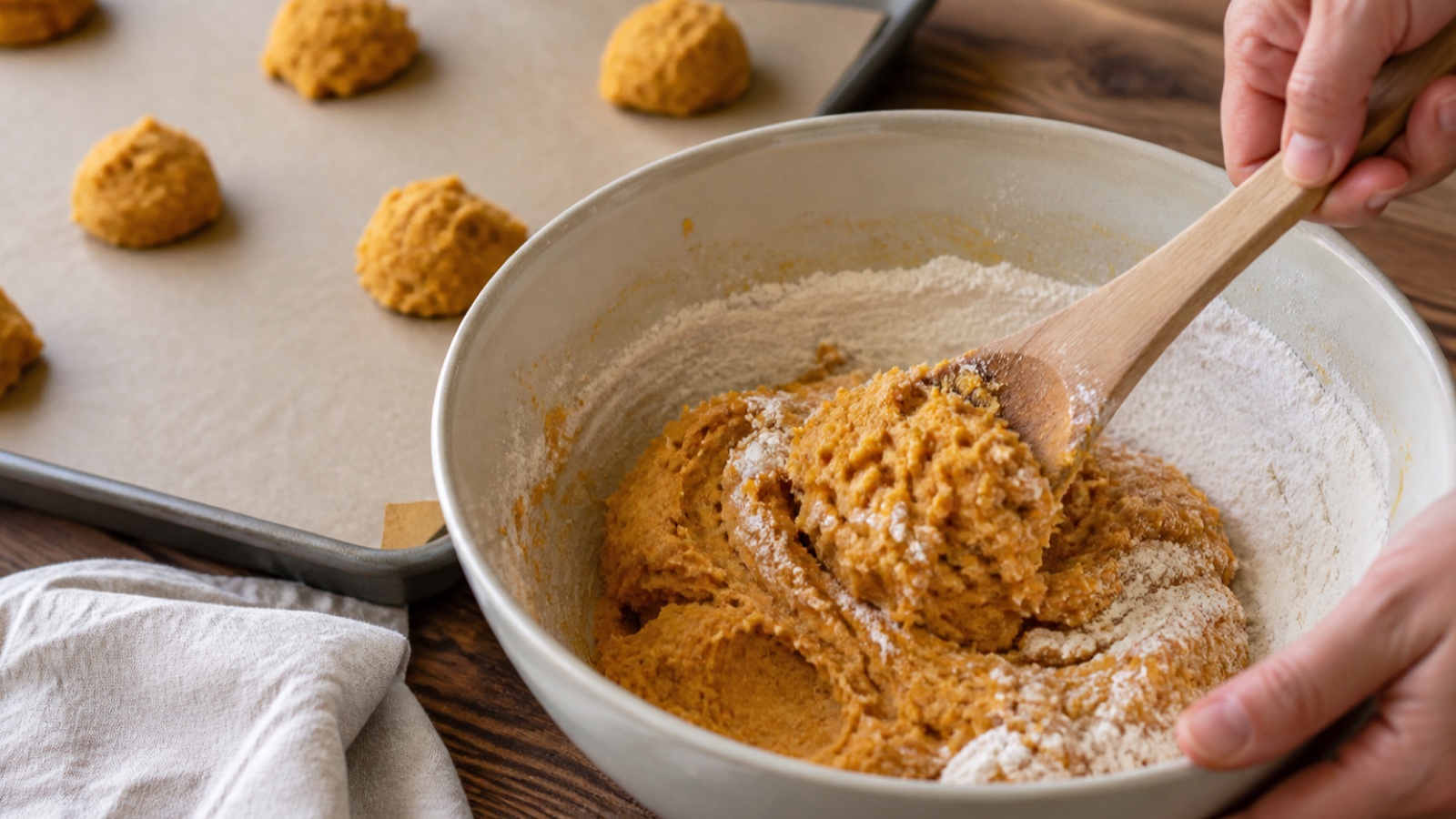 Preparation step for Soft Pumpkin Cookies with Cinnamon Frosting