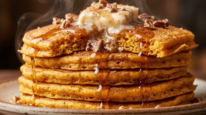 Thick, airy sweet potato pancakes crowned with whipped honey pecan ...