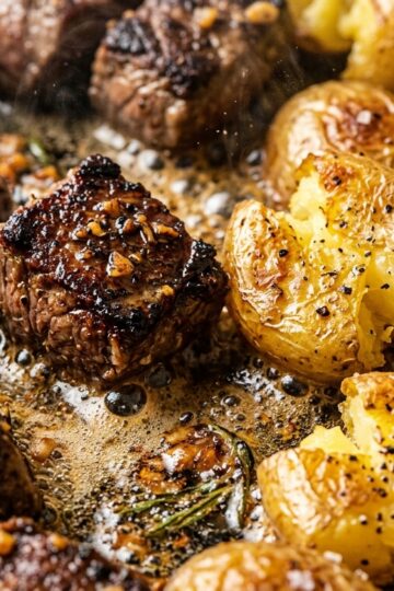 One-Pan Garlic Butter Steak Bites with Crispy Potatoes